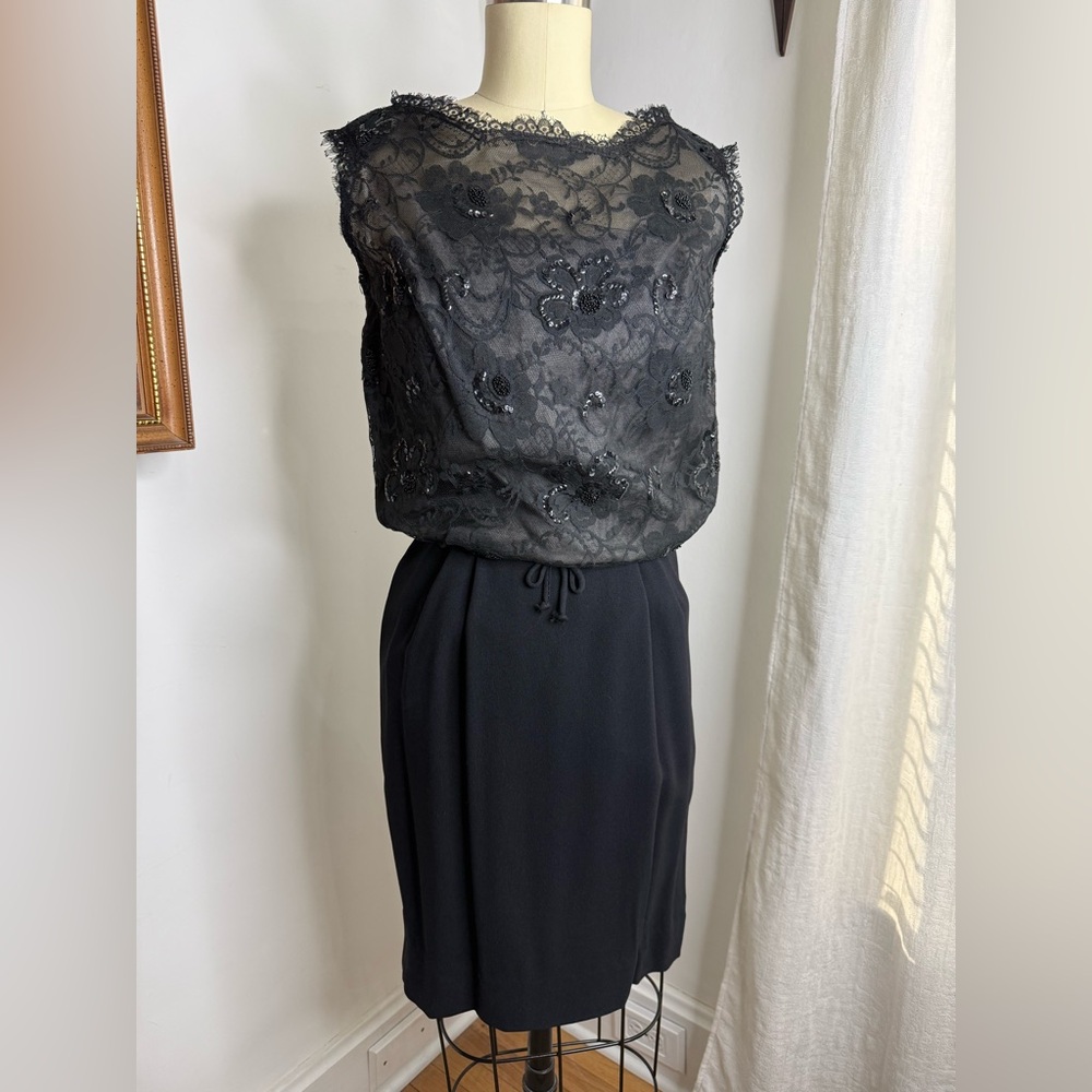 LATE 50s/EARLY 60s BLACK SEQUIN COCKTAIL DRESS XS